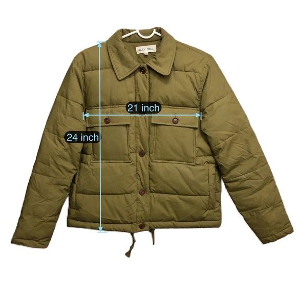 Alex Mill Womens Quilted Cropped Puffer Jacket Corduroy Barn Coat Cotton Green S - Picture 9 of 9